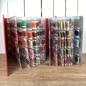 2 Binders Lot of 319 DMC Embroidery Floss Skeins Cross Stitch Threads Multicolor